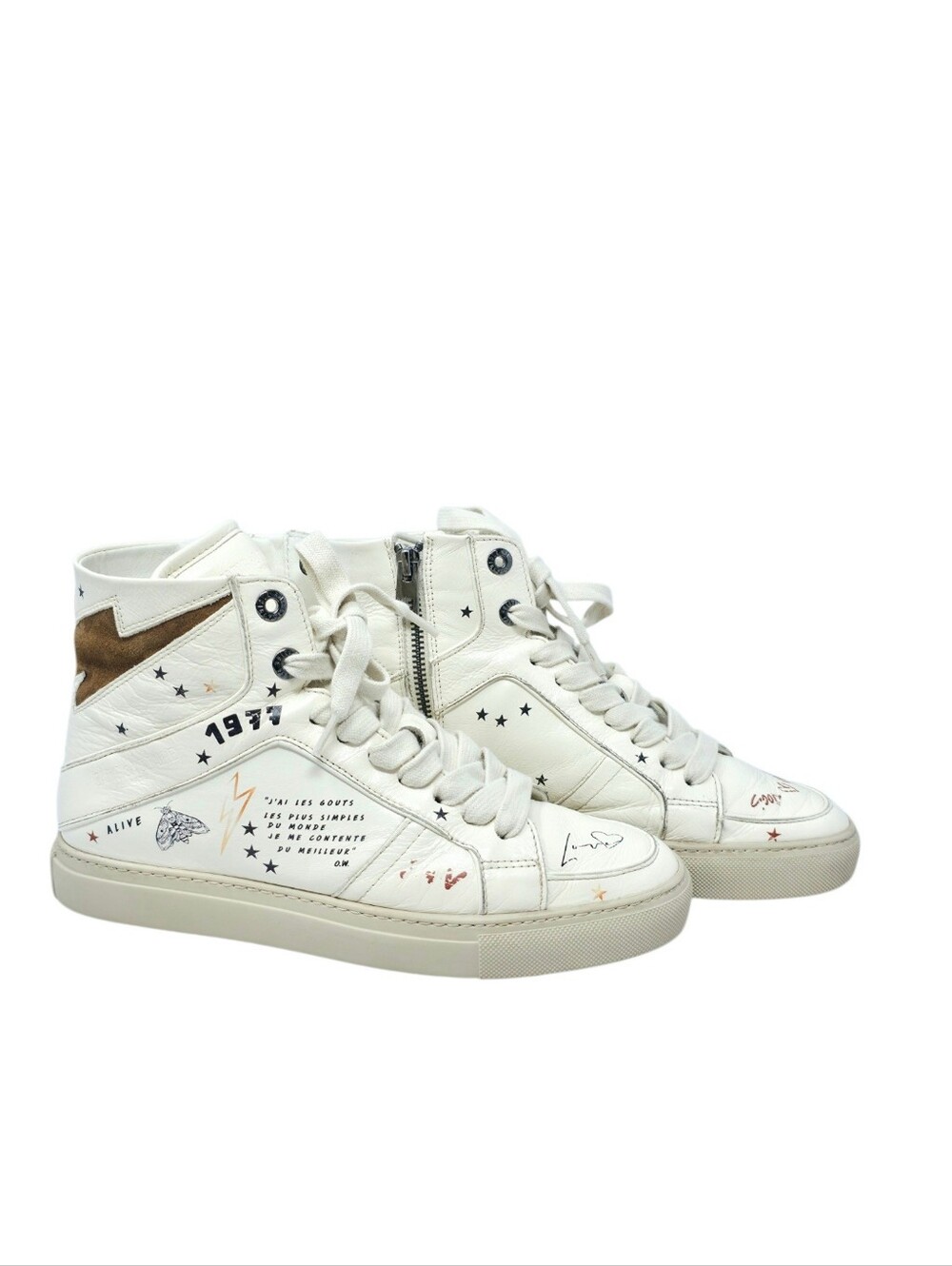 Zadig & Voltaire Leather High Top Sneakers Size EU 38